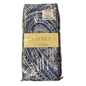 Lauren Ralph Lauren Blue Paisley Set Of 4 Napkins 20" X 20" Cotton Dinner Table
